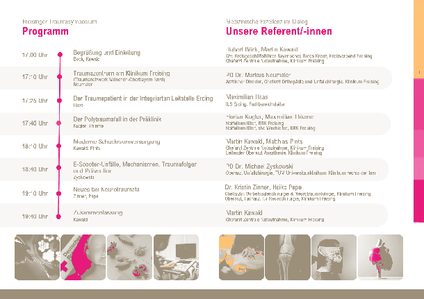 Programm des Freisinger Traumasymposiums mit Ablauf und Referentinnen und Referenten