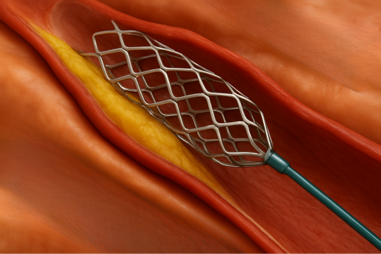 Stentimplantation – die stabilisierende Gefäßstütze in einem arteriosklerotisch verkalkten Gefäß